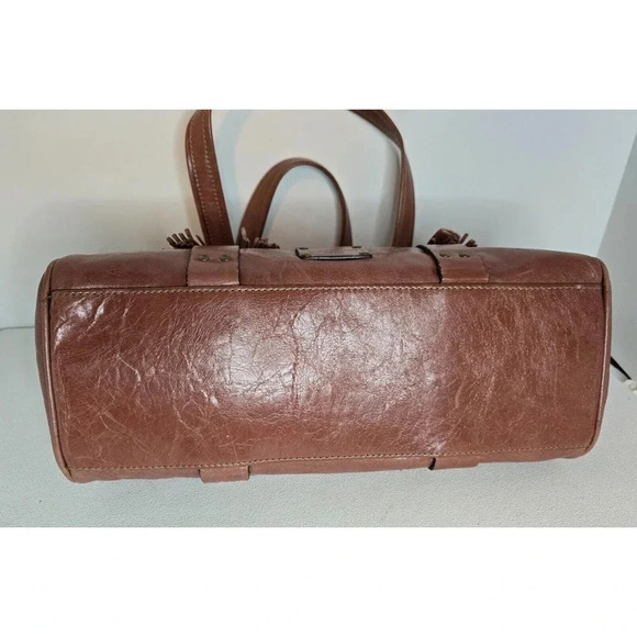 Rue Princesse Paris Distressed Leather Double Handle Shoulder Bag Handbag Tassel - Picture 7 of 12